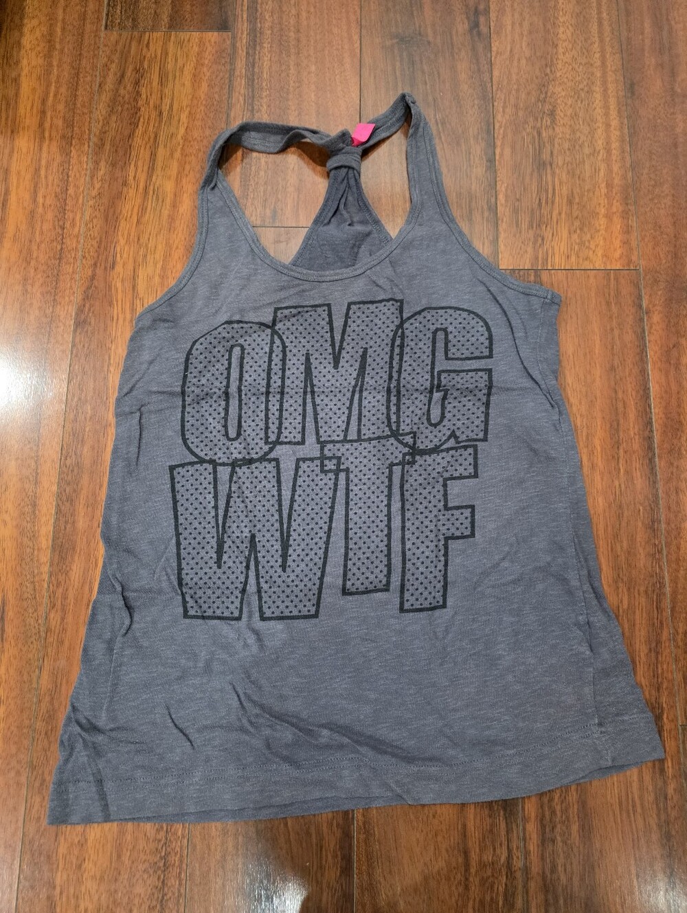 Cotton-on Body Gray Graphic Racerback Tank Top - OMG WTF